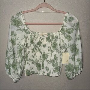 Elegant Green Floral Blouse